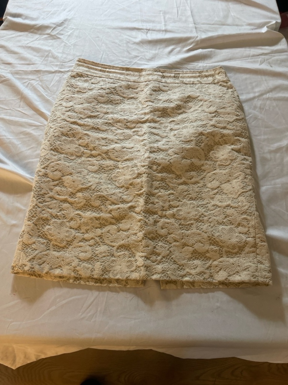Banana Republic Lace Skirt Cream Size 10 Pencil Lined Elegant Work Occasion - Picture 3 of 9
